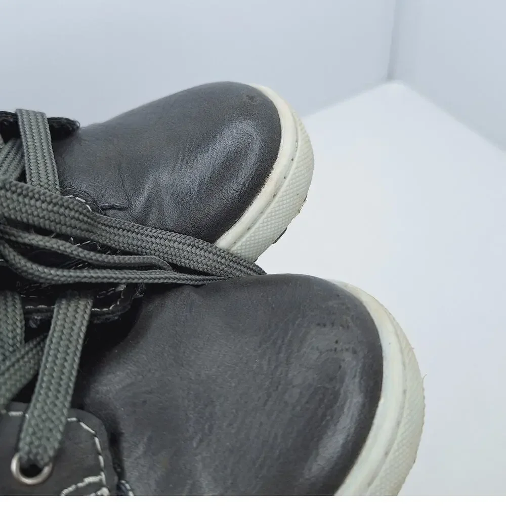 Eddie Bauer Marlon Lace Up Toddler Boots Boys 9 Leather Blend Side Zip Work